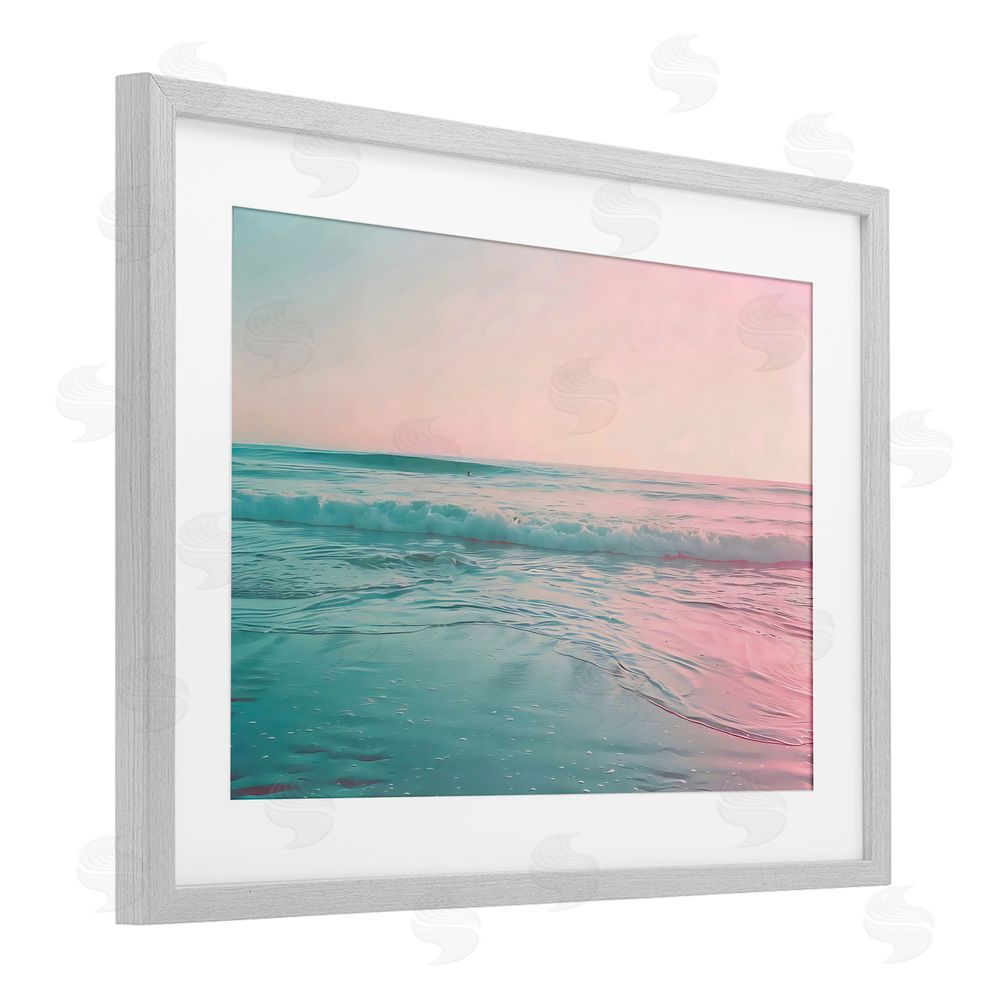 LSR Design Studio Sunset Collision Seascape Gray Framed Print Under Glass Art