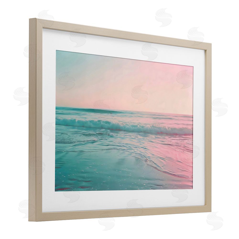 LSR Design Studio Sunset Collision Seascape Birch Framed Print Under Glass Art