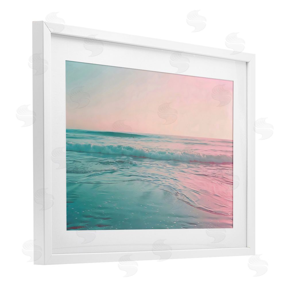 LSR Design Studio Sunset Collision Seascape White Framed Print Under Glass Art