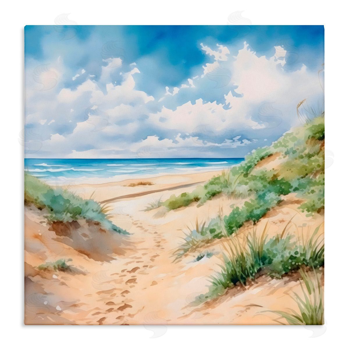 LSR Design Studio Sandy Footprints Seaside Path Canvas Wall Art Print