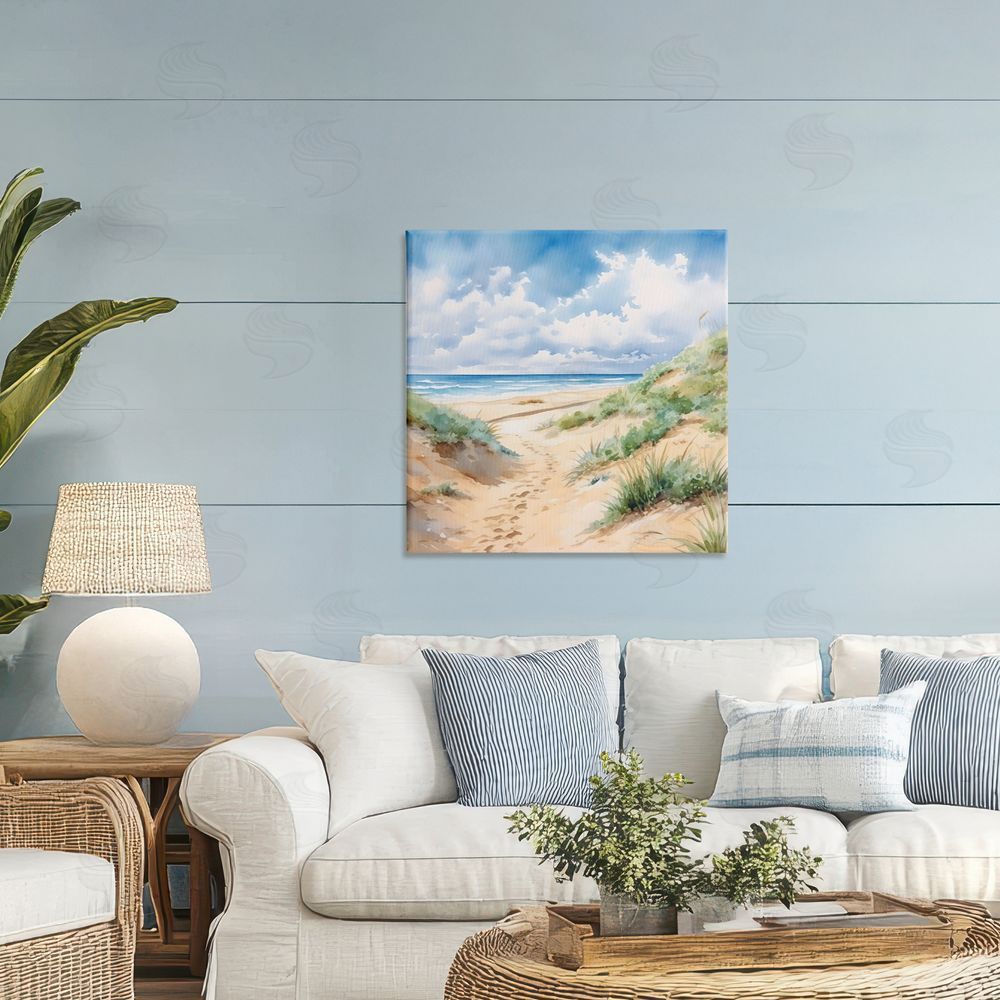 LSR Design Studio Sandy Footprints Seaside Path Printed Wall Art in Room