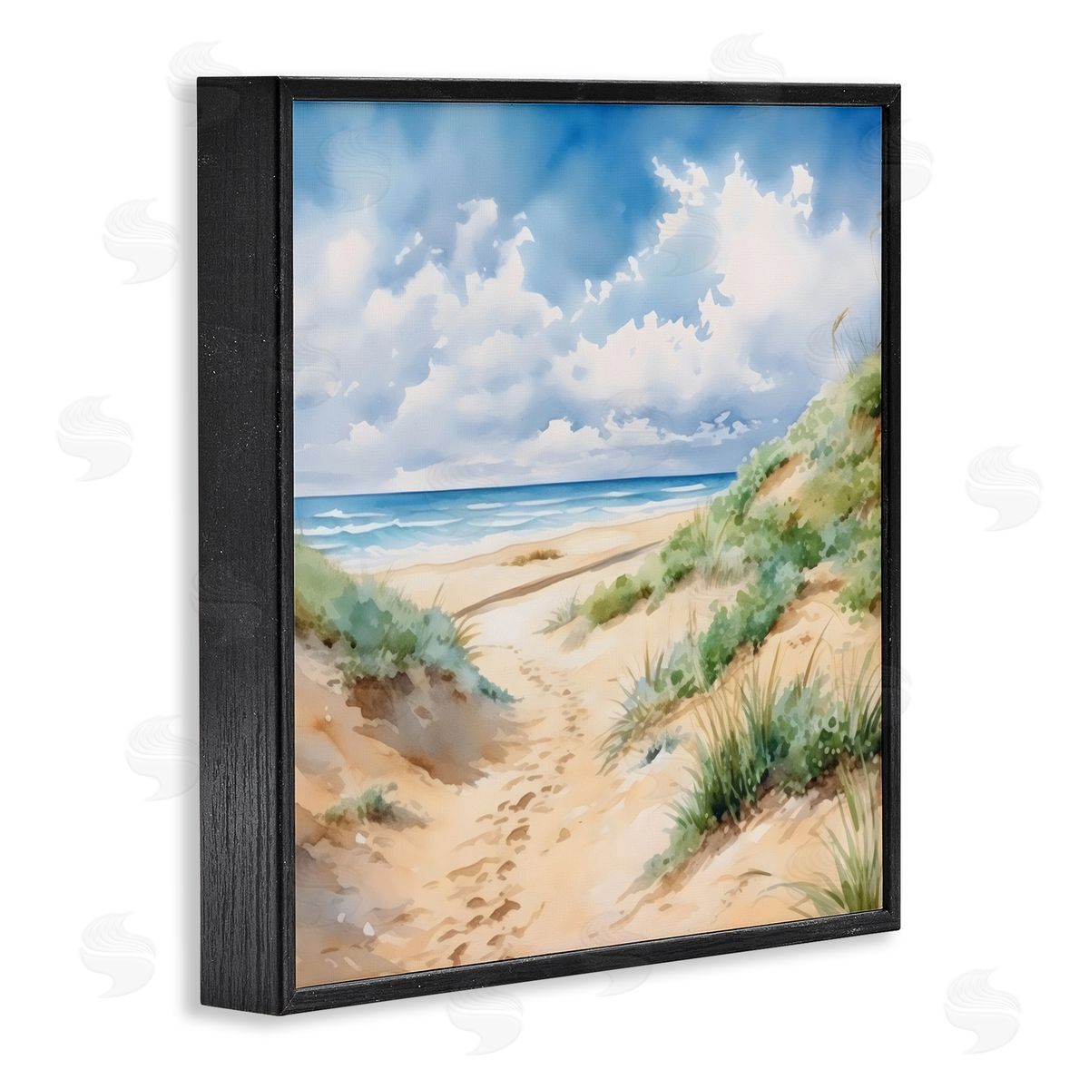 LSR Design Studio Sandy Footprints Seaside Path Black Framed Giclee Art Print