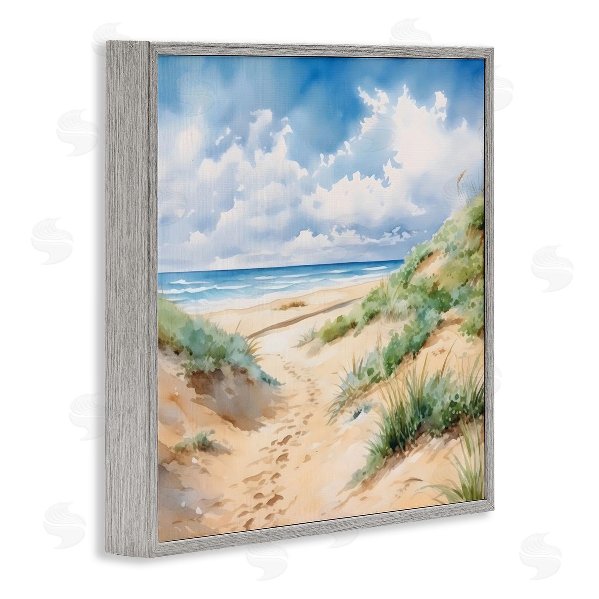 LSR Design Studio Sandy Footprints Seaside Path Gray Framed Giclee Art Print