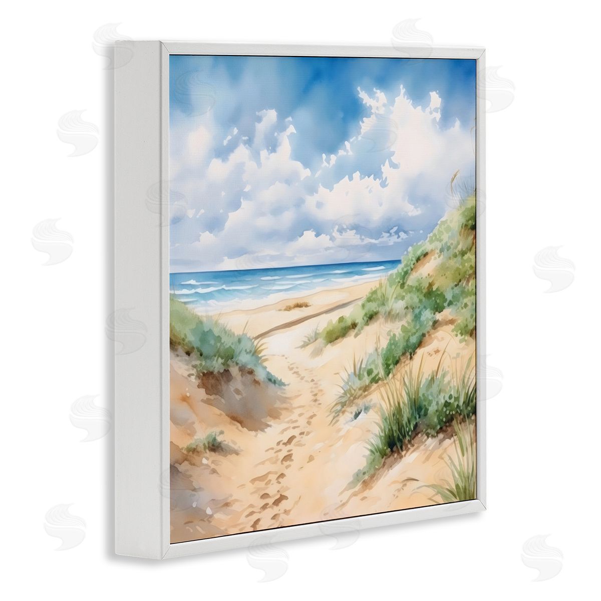 LSR Design Studio Sandy Footprints Seaside Path White Frame Giclee Art Print