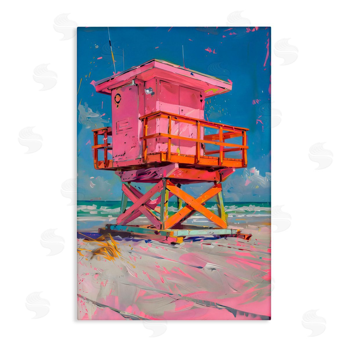 LSR Design Studio Pink Abstract Lifeguard Station Canvas Wall Art Print