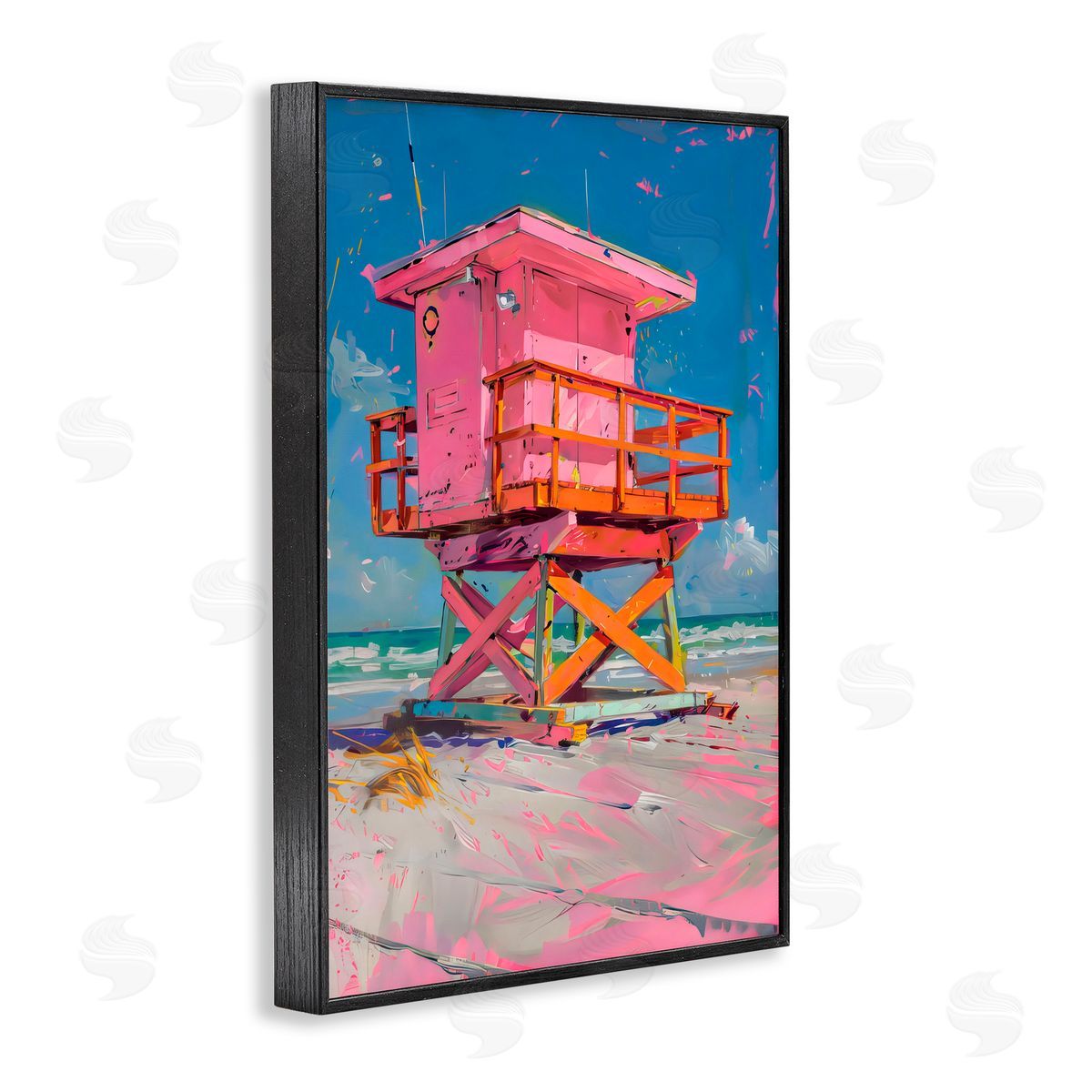 LSR Design Studio Pink Abstract Lifeguard Station Black Framed Giclee Art Print
