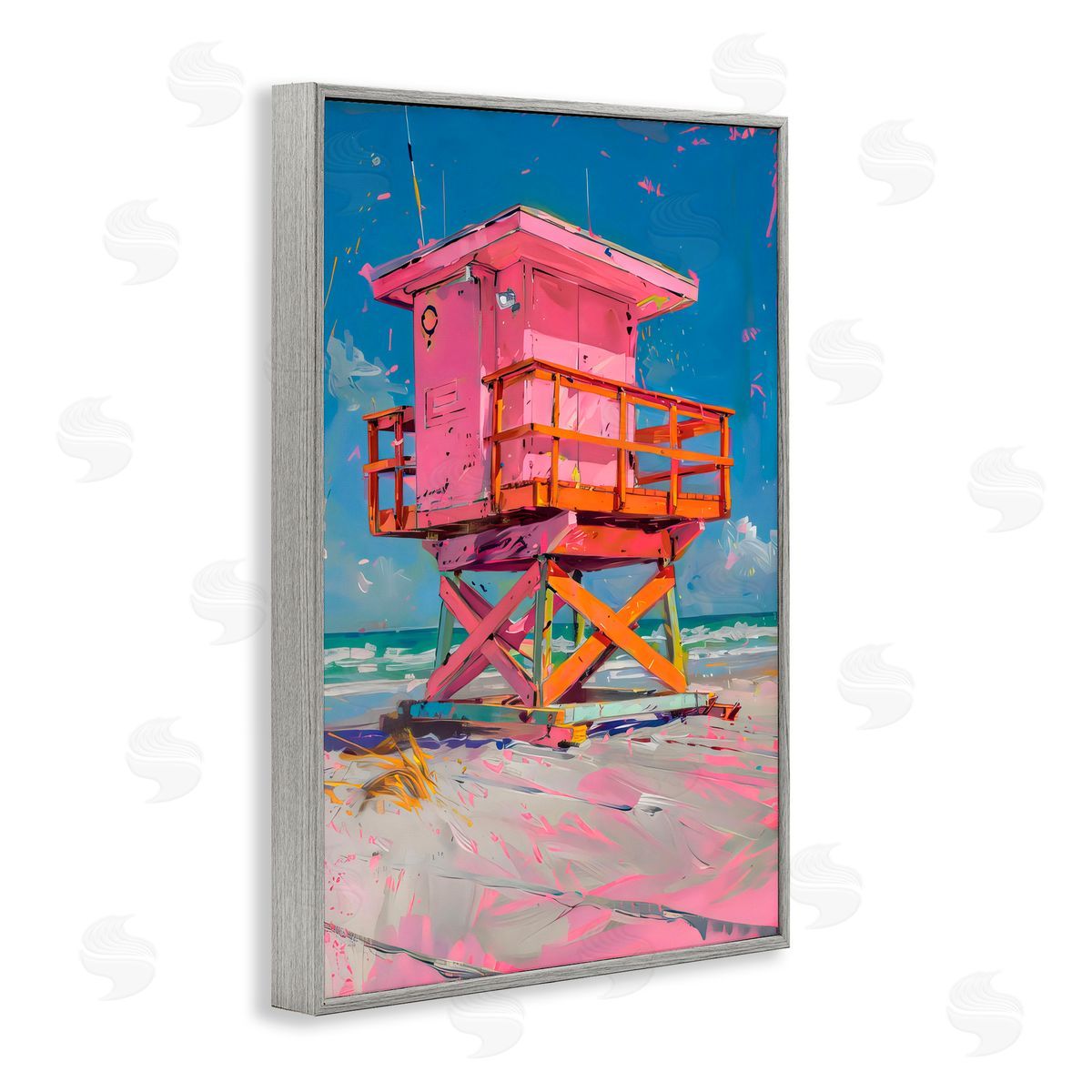 LSR Design Studio Pink Abstract Lifeguard Station Gray Framed Giclee Art Print