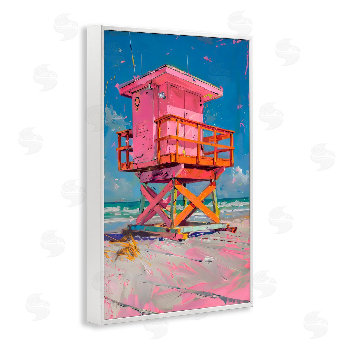 LSR Design Studio Pink Abstract Lifeguard Station White Frame Giclee Art Print