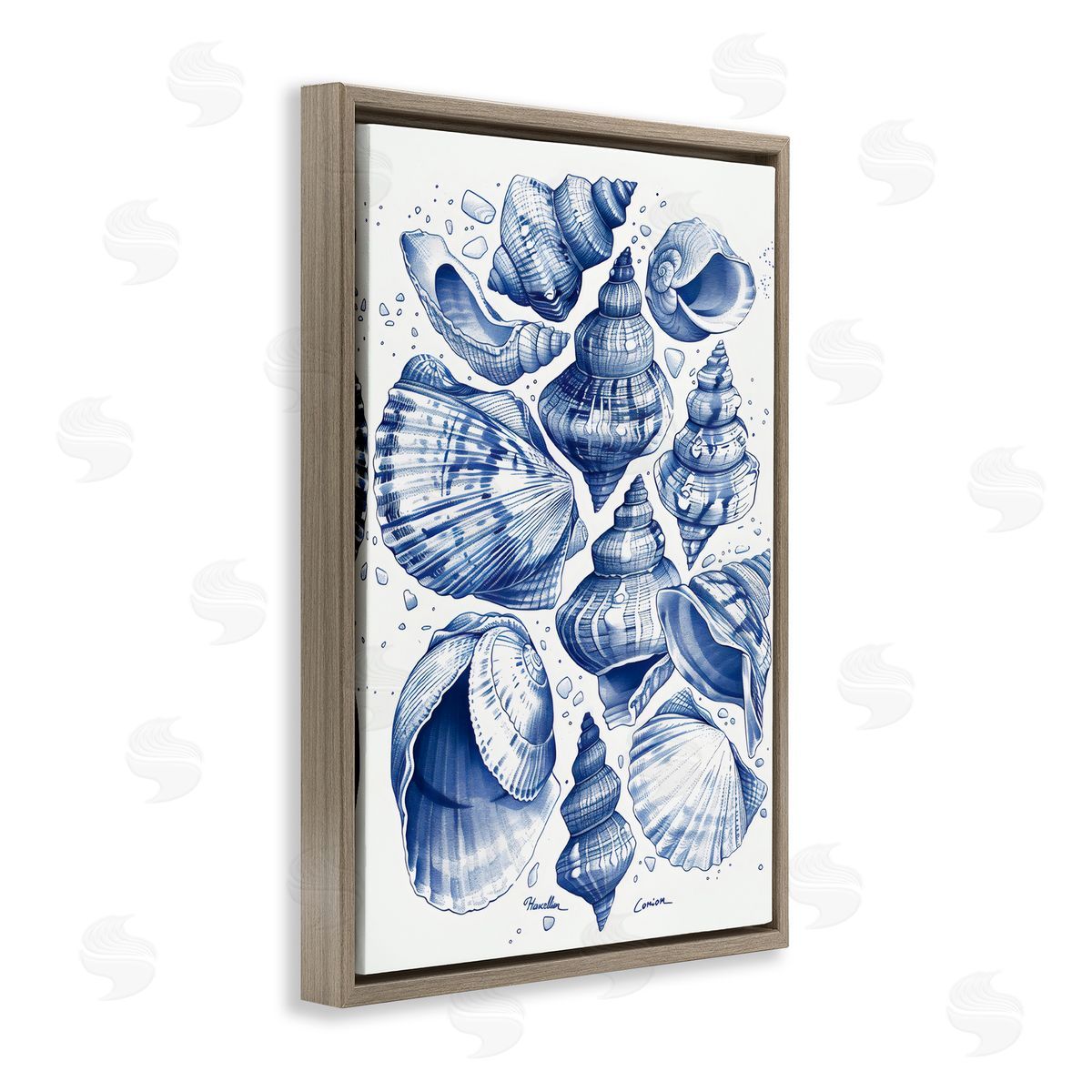 LSR Design Studio Aquatic Conch Collection Brown Floating Frame Canvas Art Print