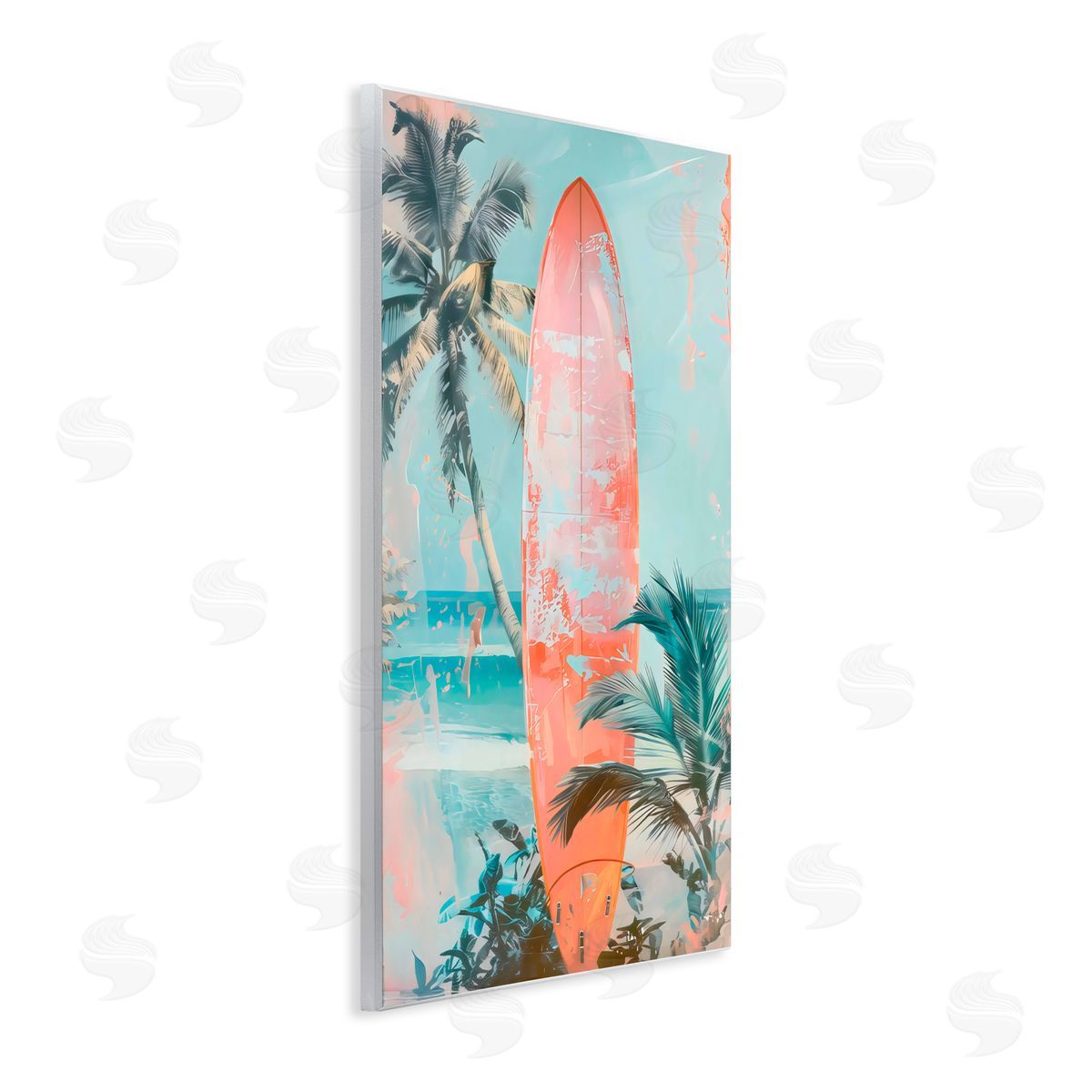 LSR Design Studio Peach Surf Distressed Modern Wall Plaque Art Print