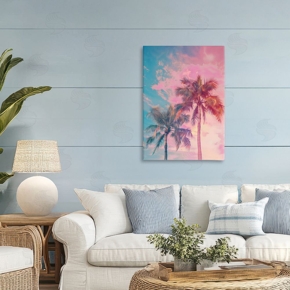 LSR Design Studio Sunset Palm Dream Printed Wall Art in Room