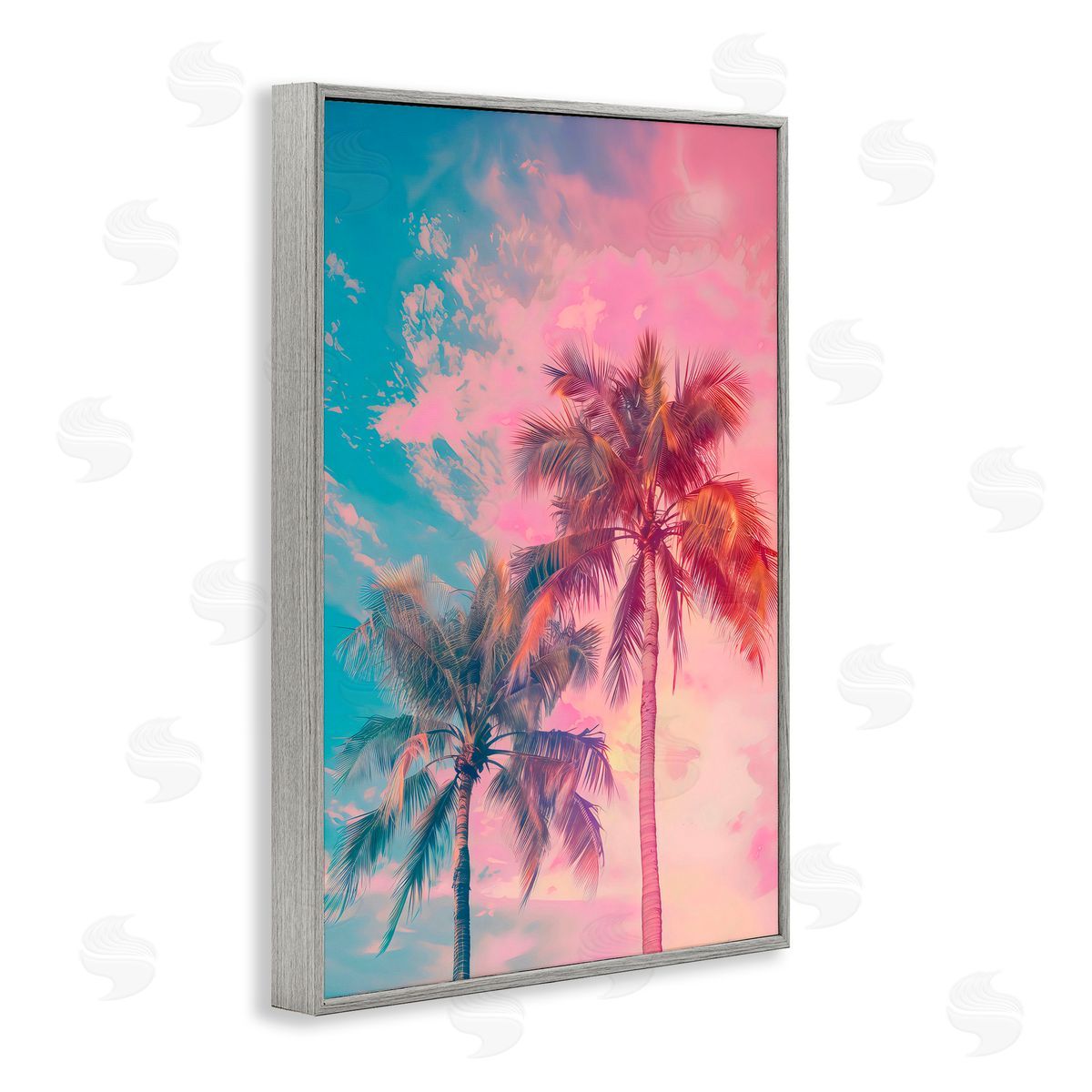 LSR Design Studio Sunset Palm Dream Gray Framed Giclee Art Print