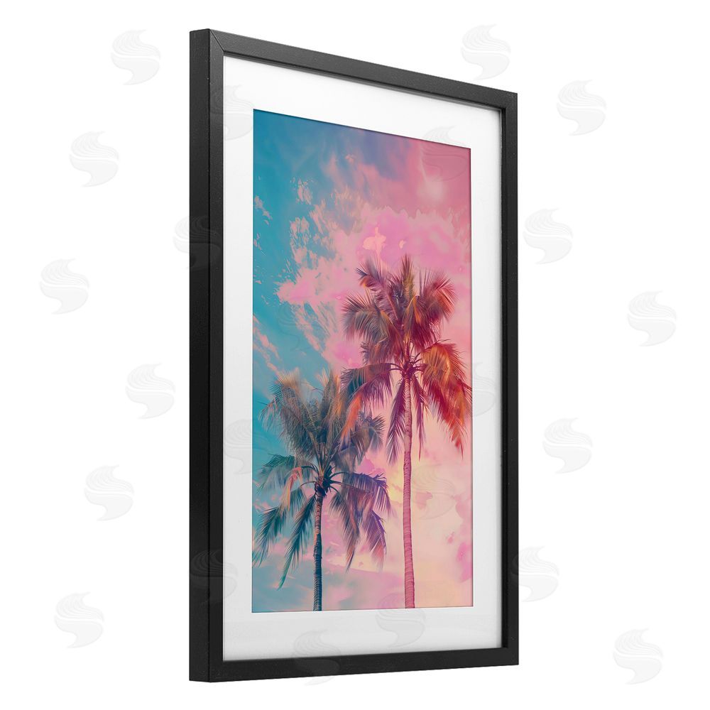 LSR Design Studio Sunset Palm Dream Black Framed Print Under Glass Art