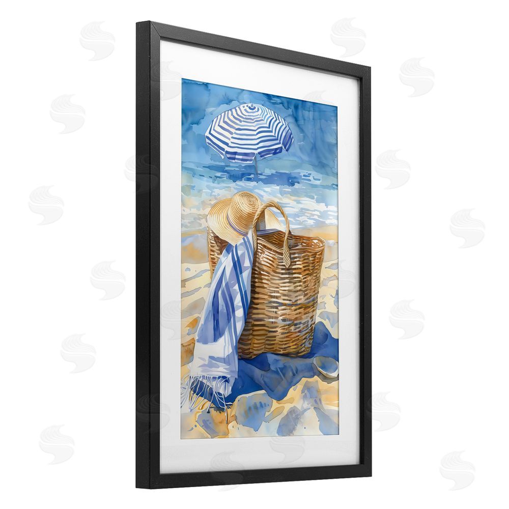 LSR Design Studio Beach Basket Essentials Black Framed Print Under Glass Art
