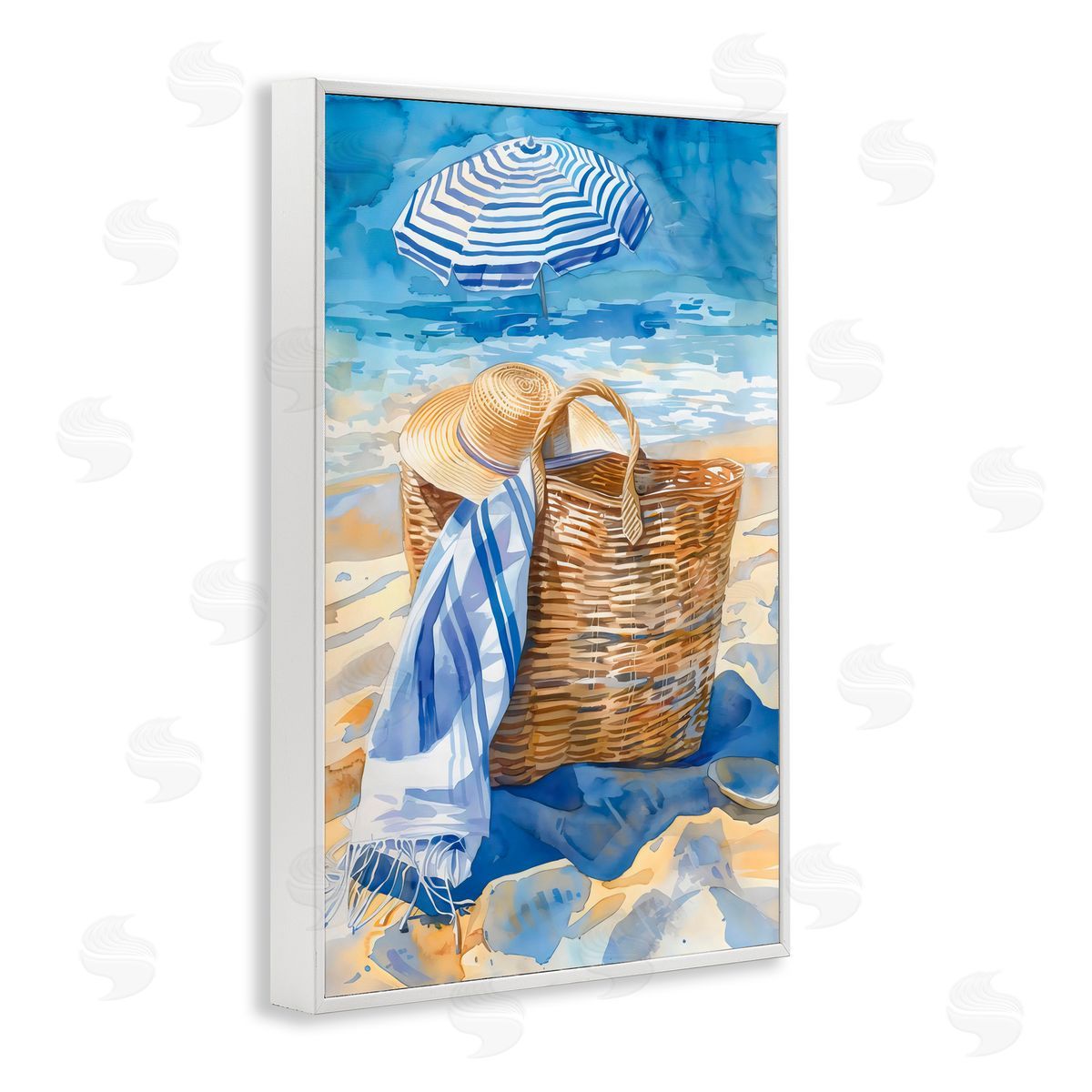LSR Design Studio Beach Basket Essentials White Frame Giclee Art Print