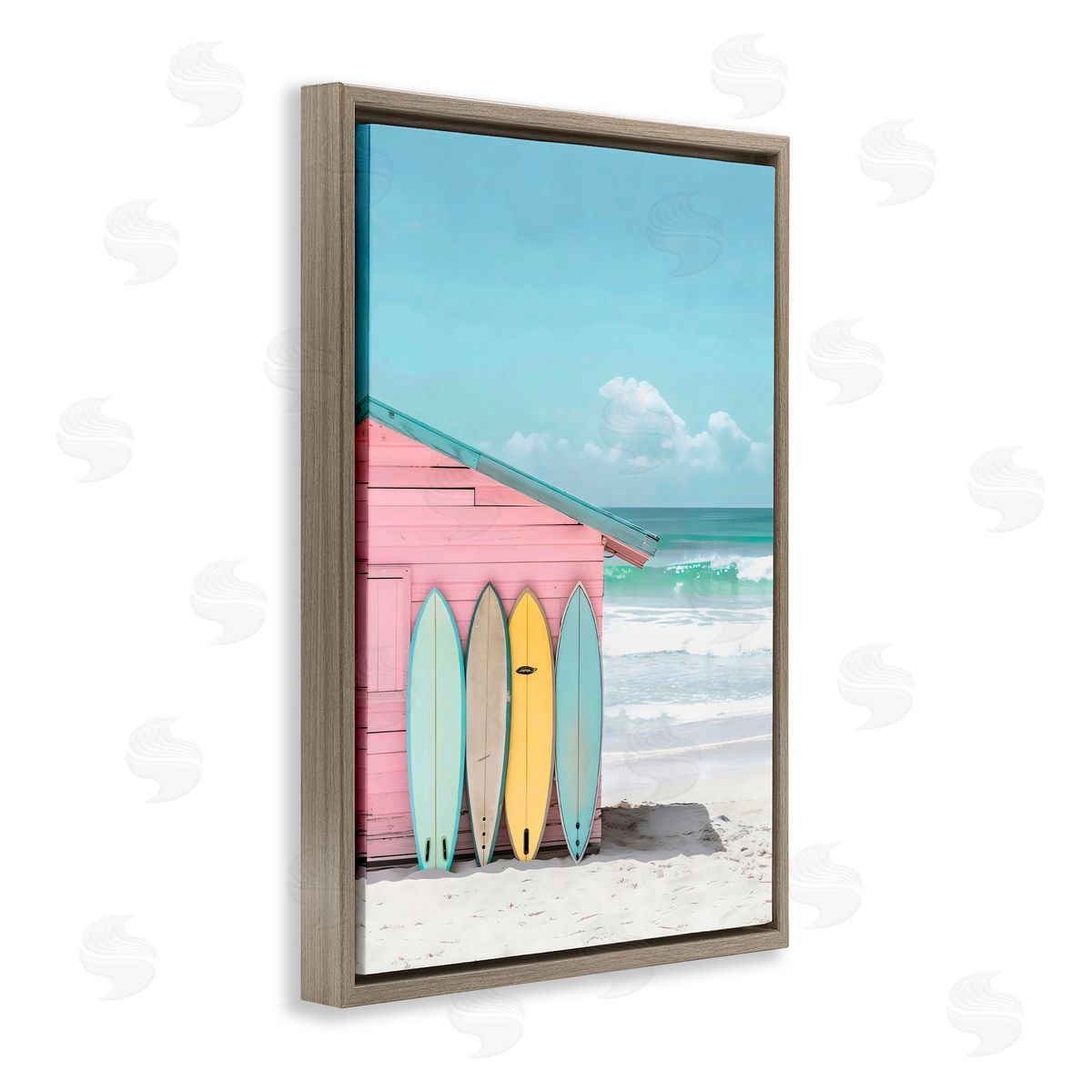 LSR Design Studio Pastel Beach Dream Brown Floating Frame Canvas Art Print