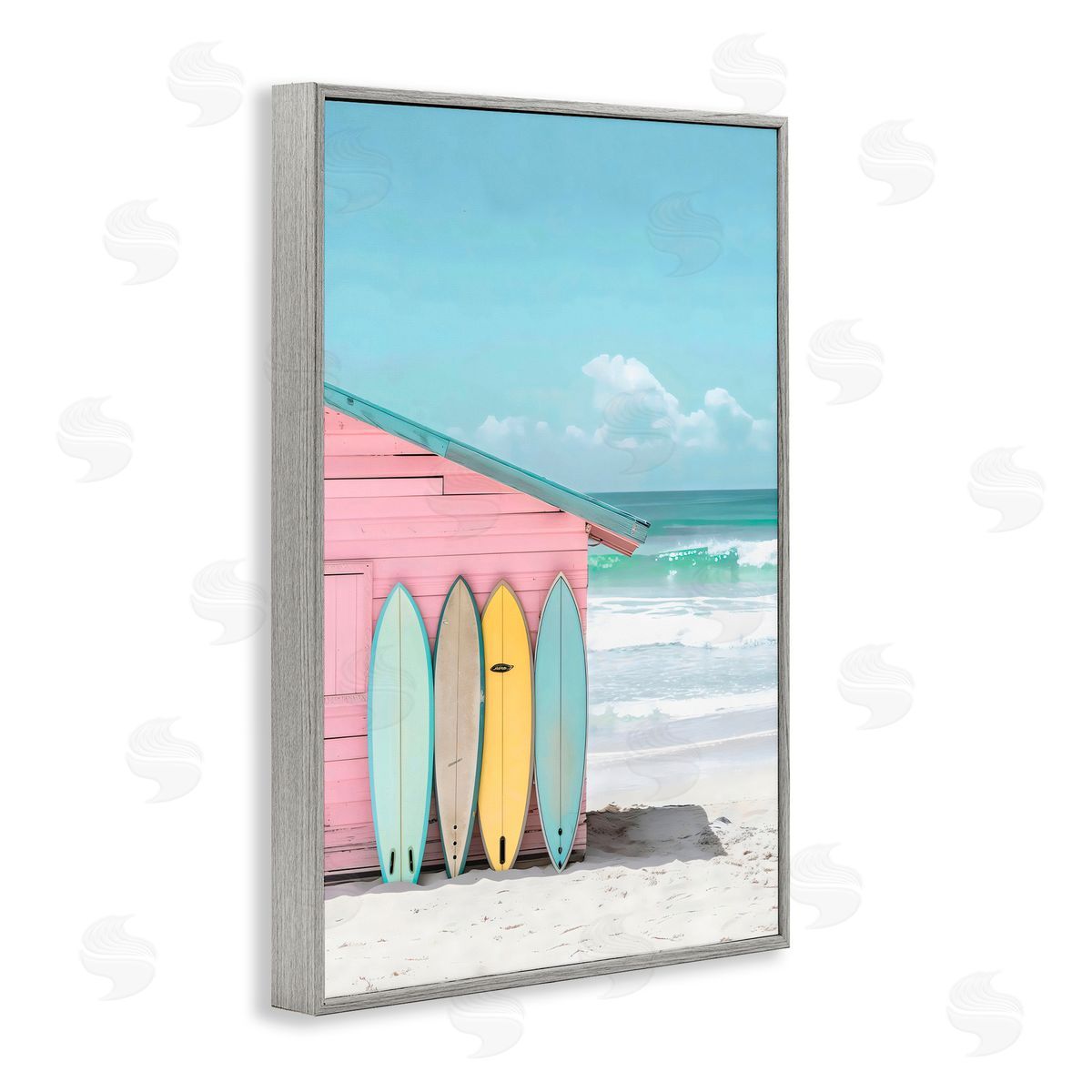 LSR Design Studio Pastel Beach Dream Gray Framed Giclee Art Print