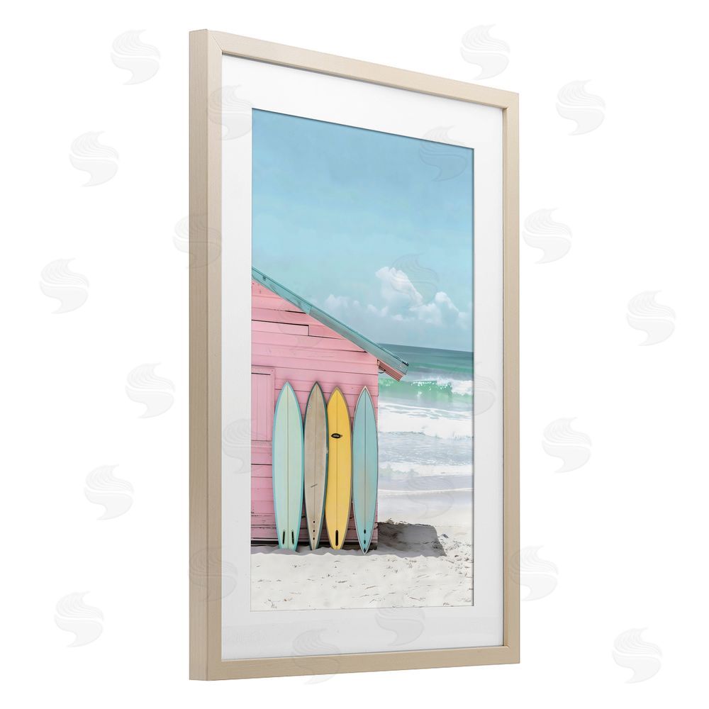 LSR Design Studio Pastel Beach Dream Birch Framed Print Under Glass Art