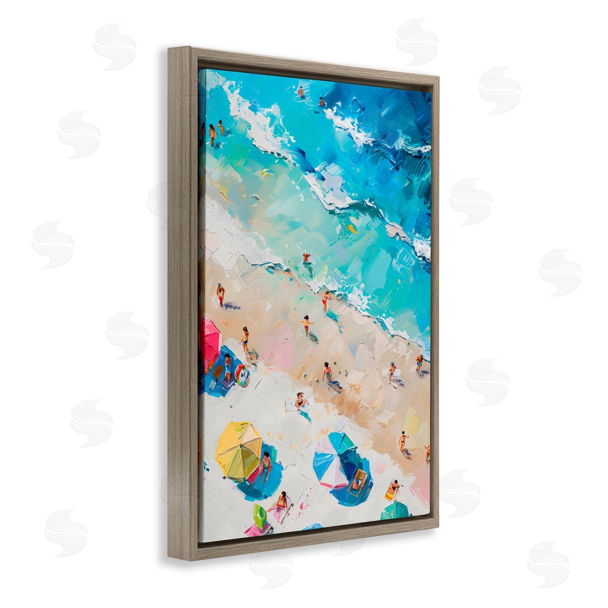 LSR Design Studio Family Beach Fun Day Brown Floating Frame Canvas Art Print