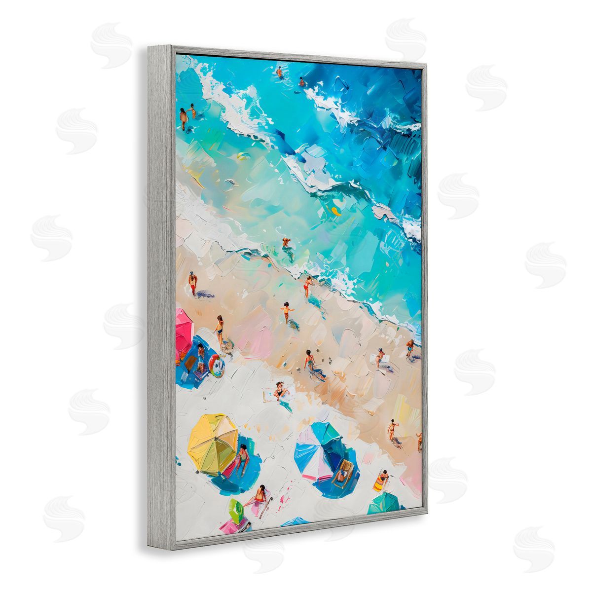 LSR Design Studio Family Beach Fun Day Gray Framed Giclee Art Print