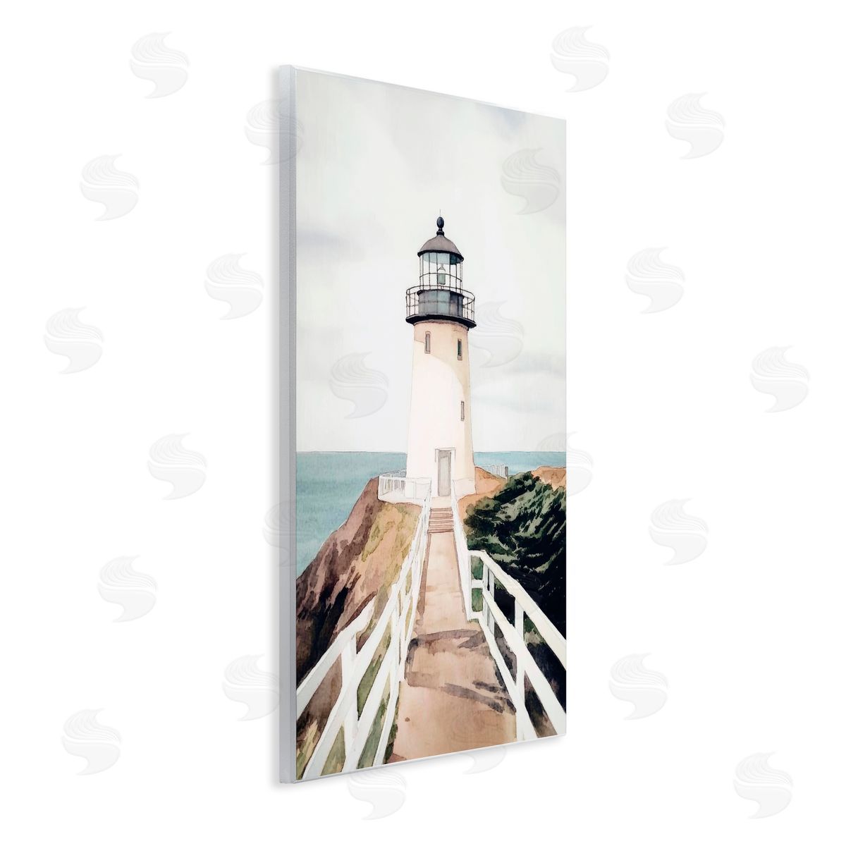 Sisi and Seb Watercolor Lighthouse Path Wall Plaque Art Print