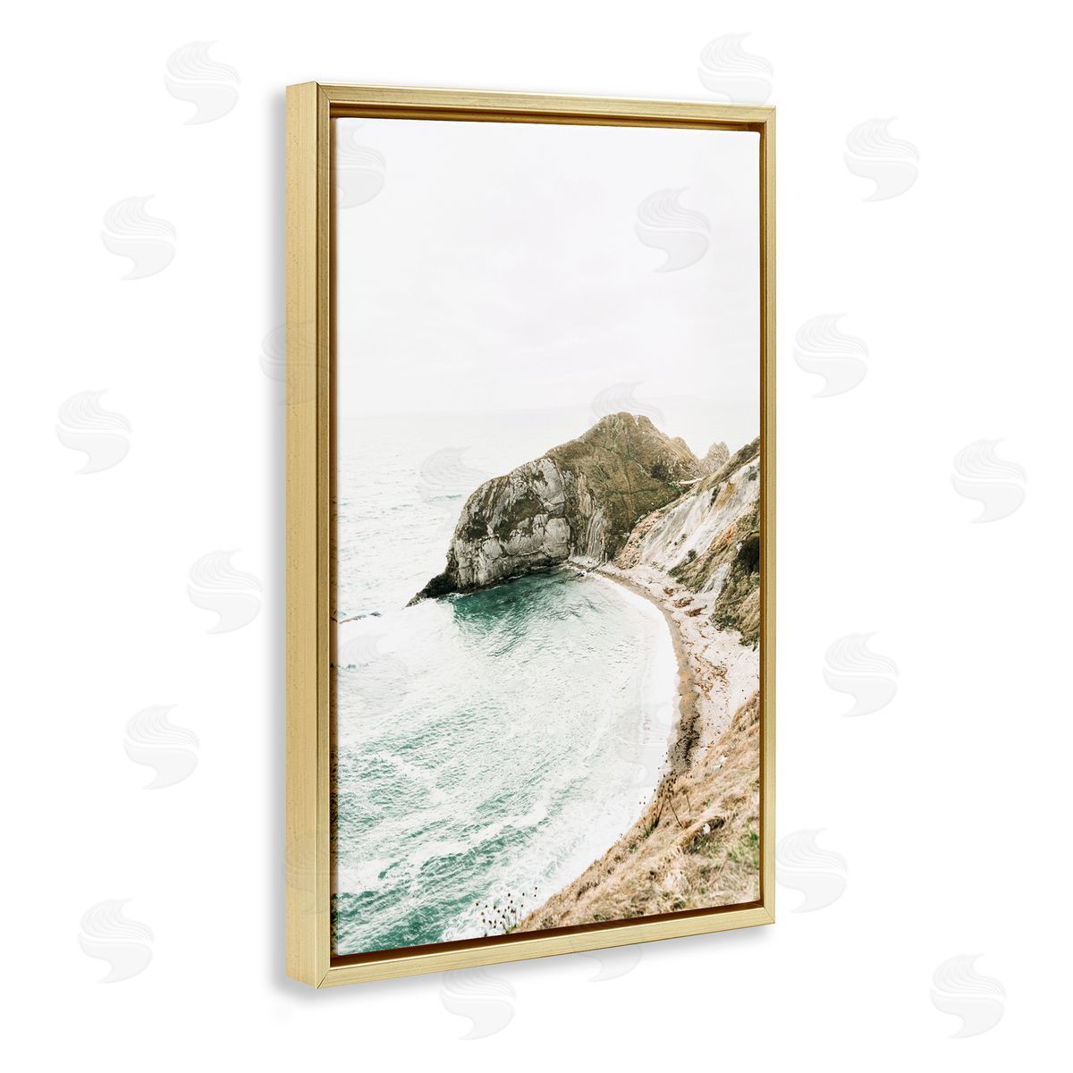 Sisi and Seb Coastal California Cove Gold Floating Frame Canvas Art Print