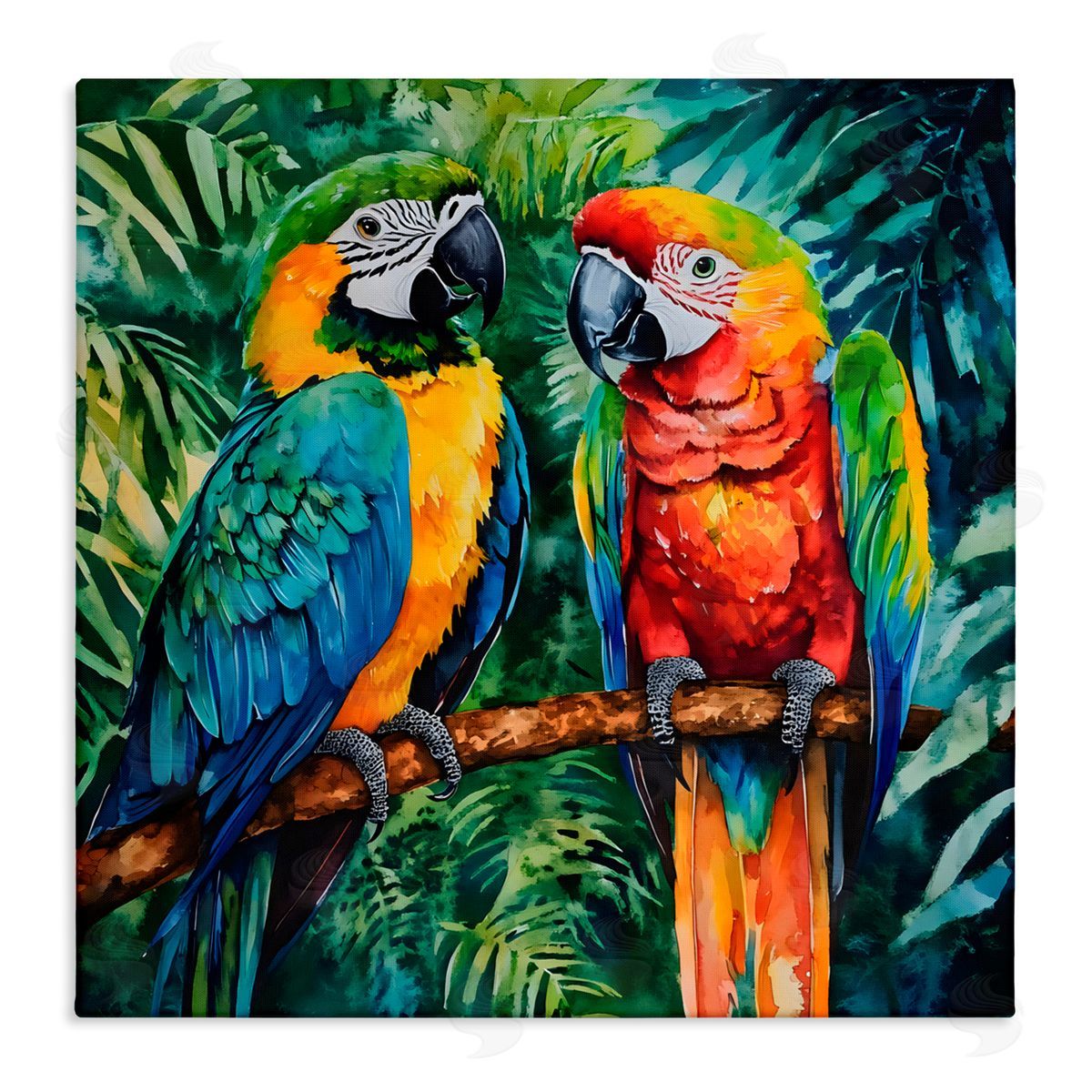 LSR Design Studio Parrot Conversation Perch Canvas Wall Art Print