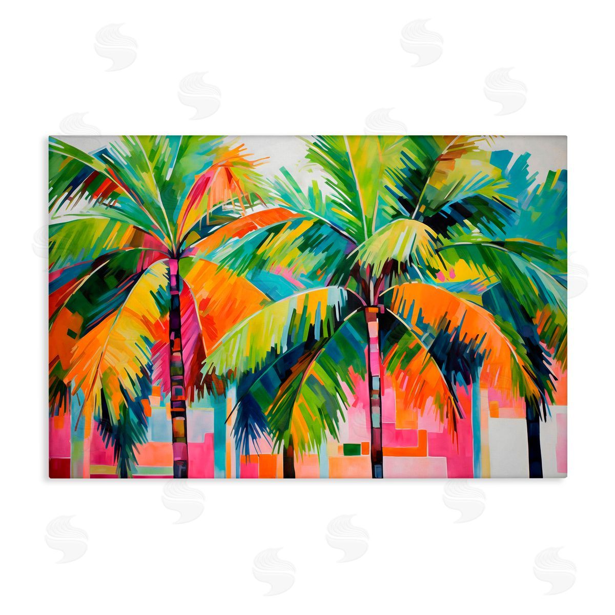 LSR Design Studio Bright Mod Palms & Rectangles Canvas Wall Art Print