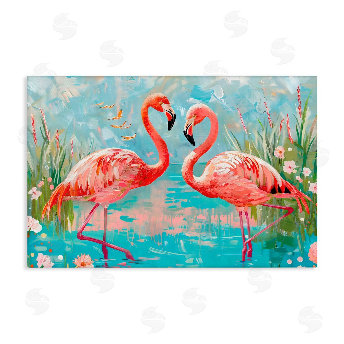 LSR Design Studio Modern Flamingo Love Canvas Wall Art Print