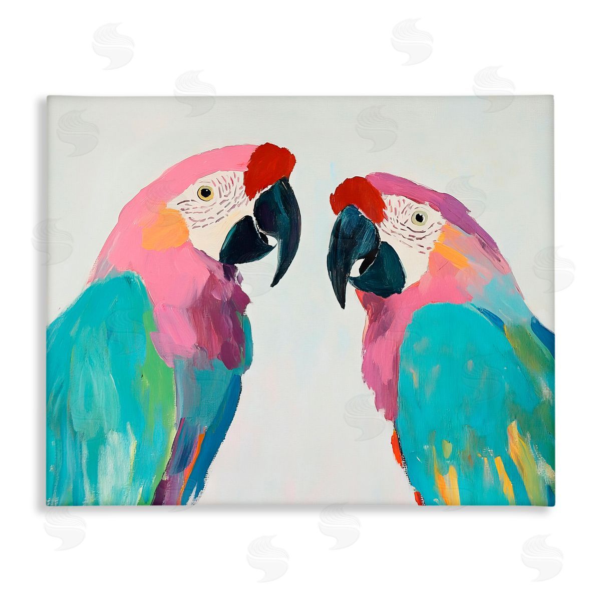 Sisi and Seb Exotic Pastel Macaws Canvas Wall Art Print