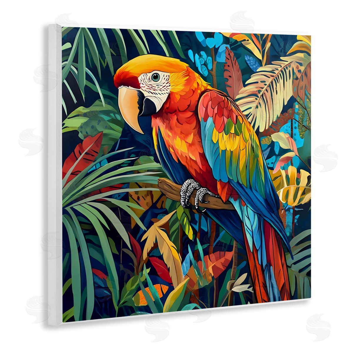LSR Design Studio Jungle Parrot Amid Leaves Wall Plaque Art Print