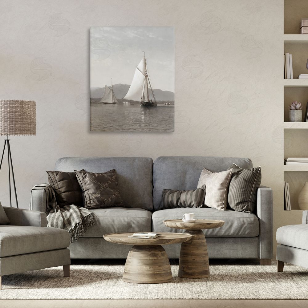 Riley B Soft Vintage Coastal Boat Printed Wall Art in Room