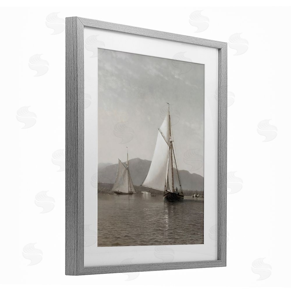 Riley B Soft Vintage Coastal Boat Gray Framed Print Under Glass Art