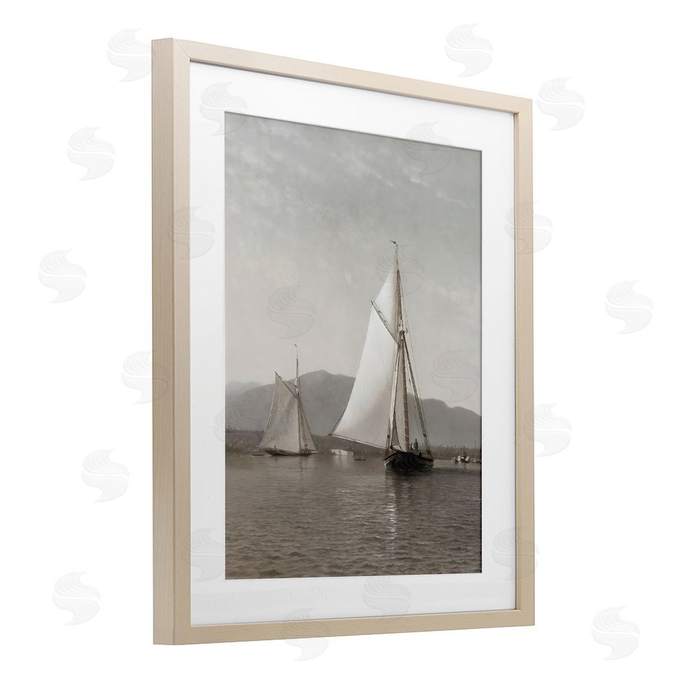Riley B Soft Vintage Coastal Boat Birch Framed Print Under Glass Art