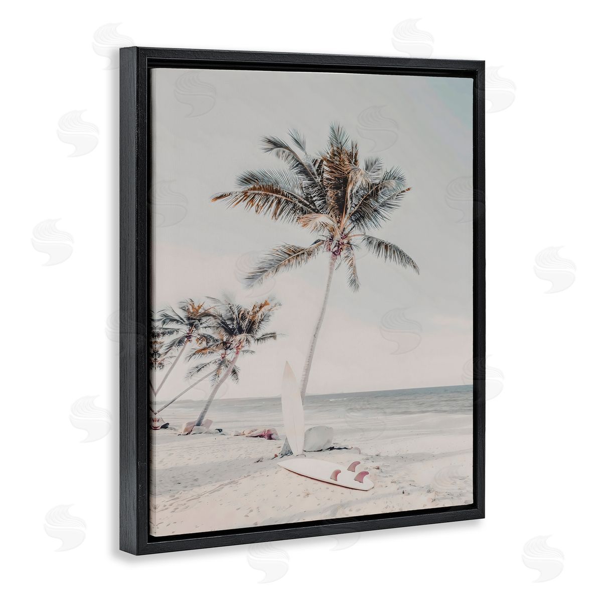 LSR Design Studio Taking A Rest Palm Tree Black Floating Frame Canvas Wall Art Print