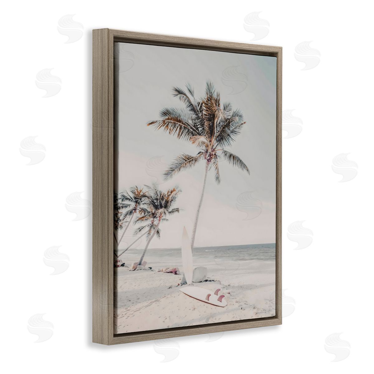 LSR Design Studio Taking A Rest Palm Tree Brown Floating Frame Canvas Art Print