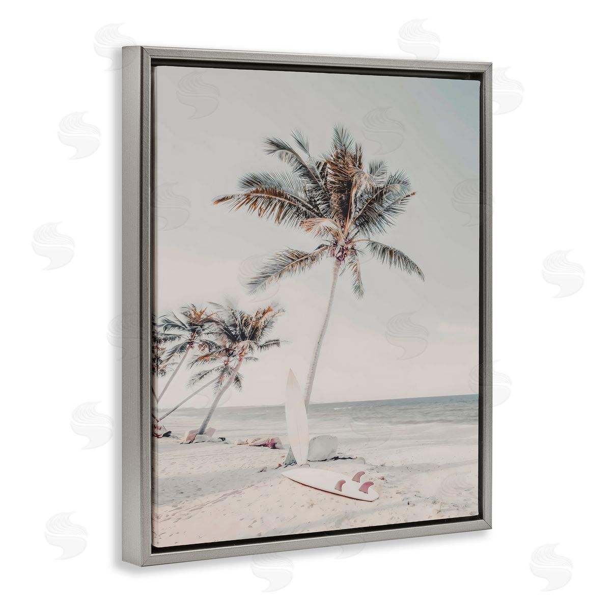 LSR Design Studio Taking A Rest Palm Tree Gray Floating Frame Canvas Art Print