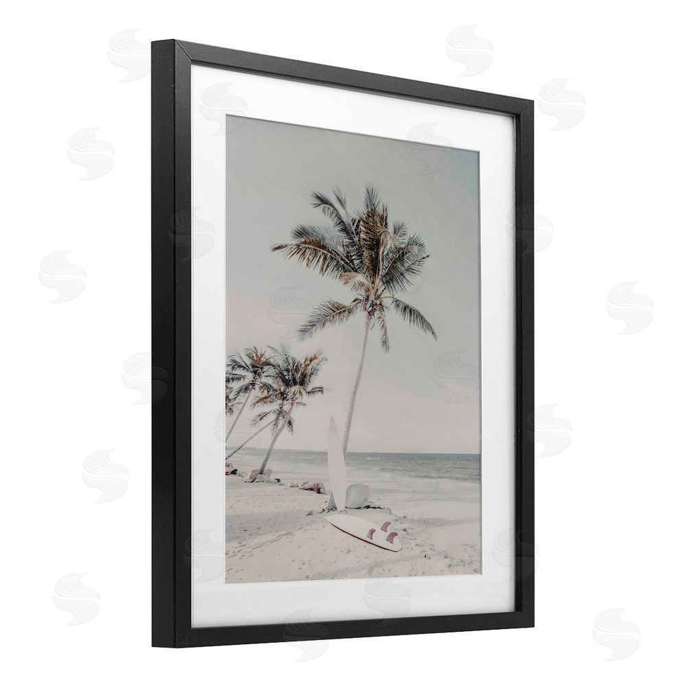 LSR Design Studio Taking A Rest Palm Tree Black Framed Print Under Glass Art