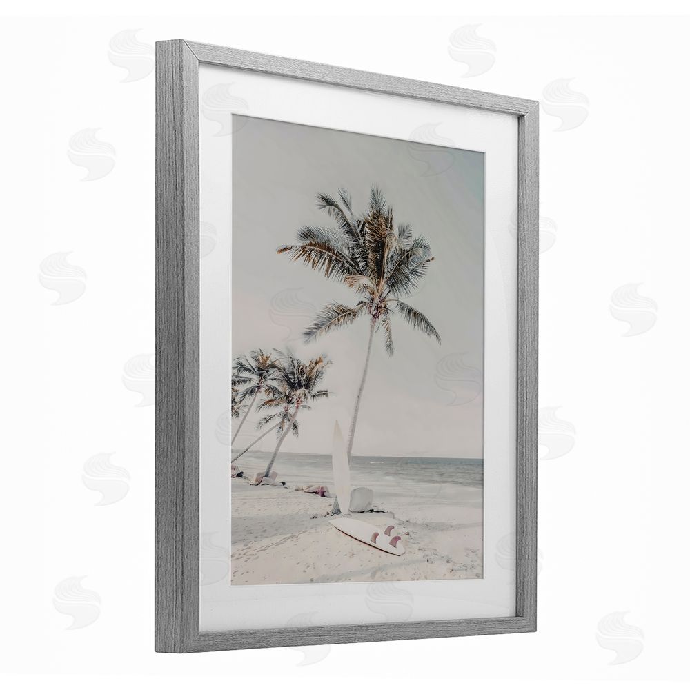 LSR Design Studio Taking A Rest Palm Tree Gray Framed Print Under Glass Art