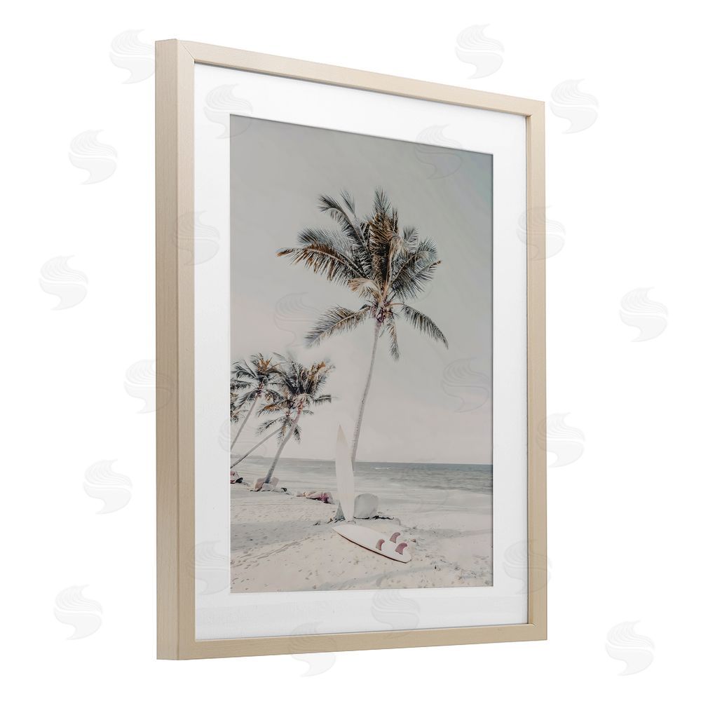 LSR Design Studio Taking A Rest Palm Tree Birch Framed Print Under Glass Art