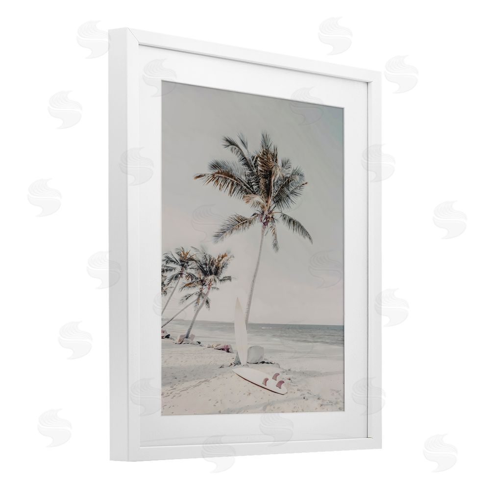 LSR Design Studio Taking A Rest Palm Tree White Framed Print Under Glass Art