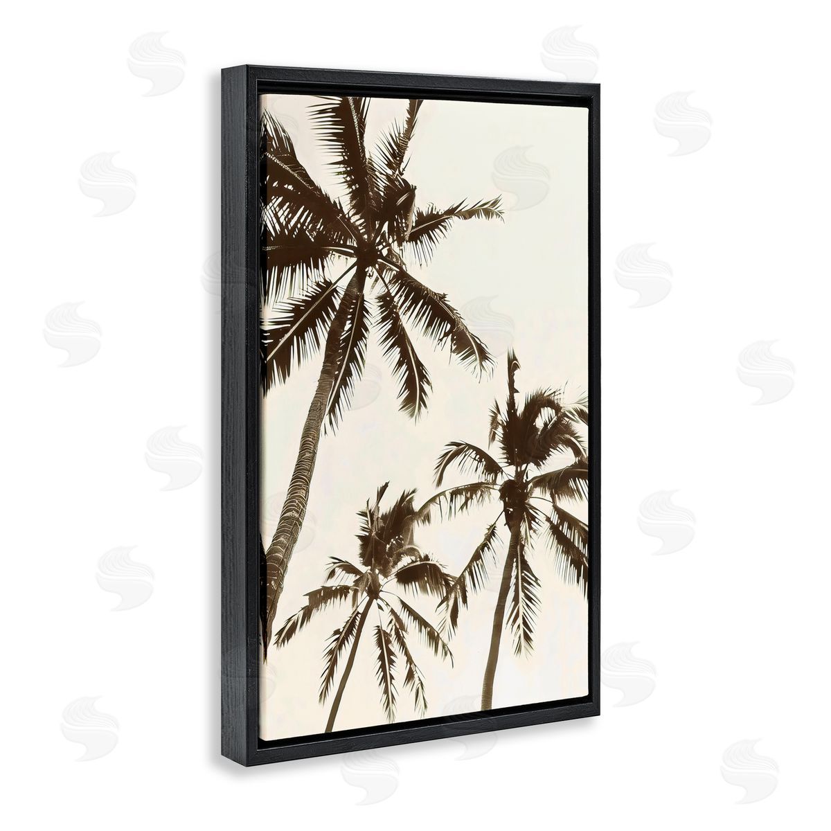 LSR Design Studio Classic Palm Trees Silhouette Black Floating Frame Canvas Wall Art Print