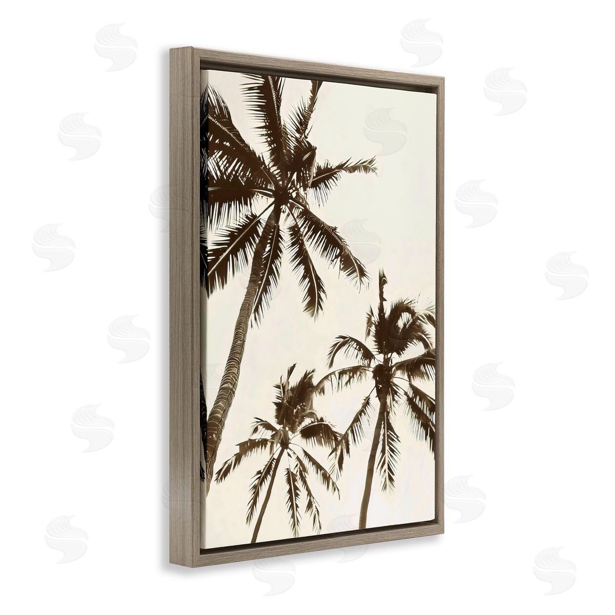 LSR Design Studio Classic Palm Trees Silhouette Brown Floating Frame Canvas Art Print