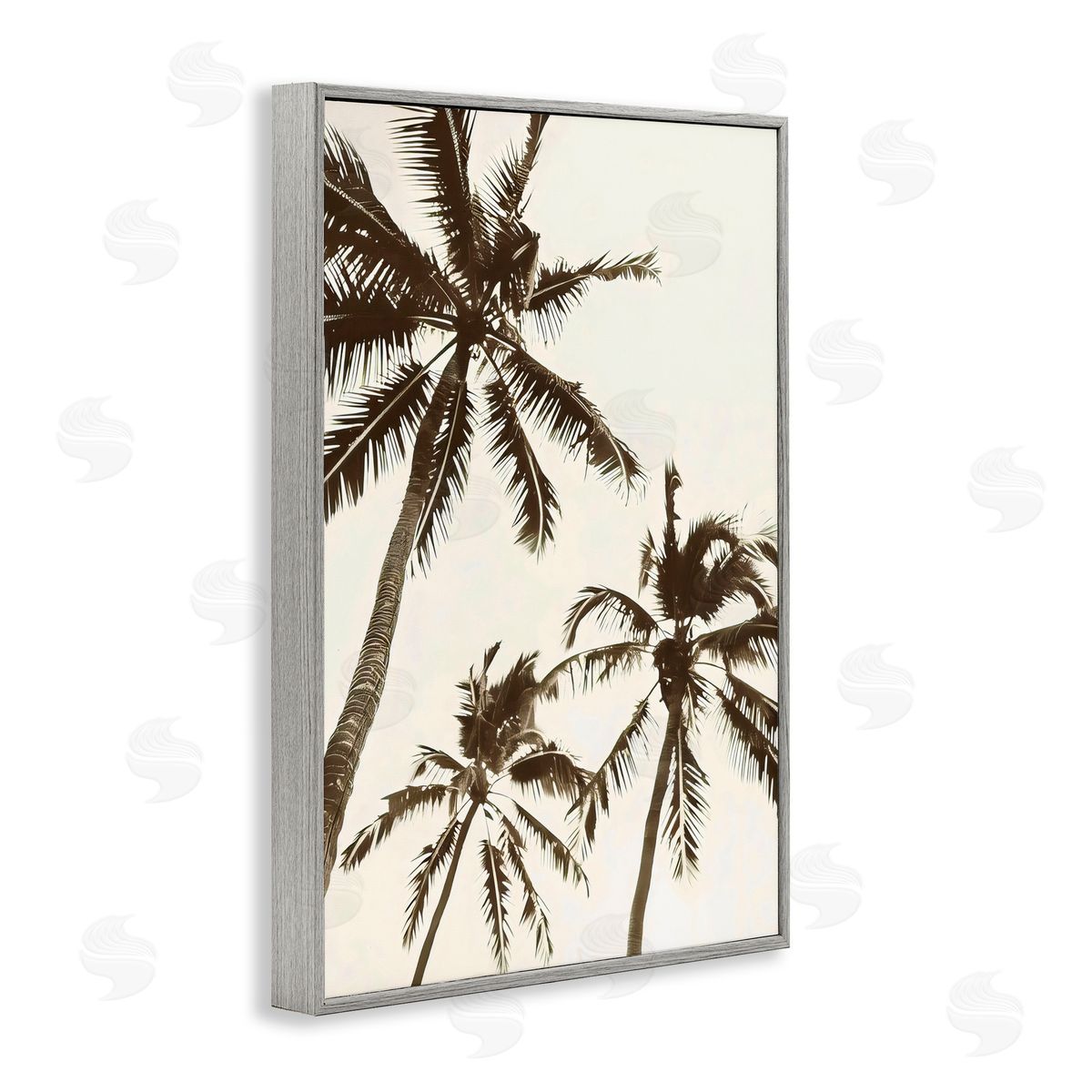 LSR Design Studio Classic Palm Trees Silhouette Gray Framed Giclee Art Print