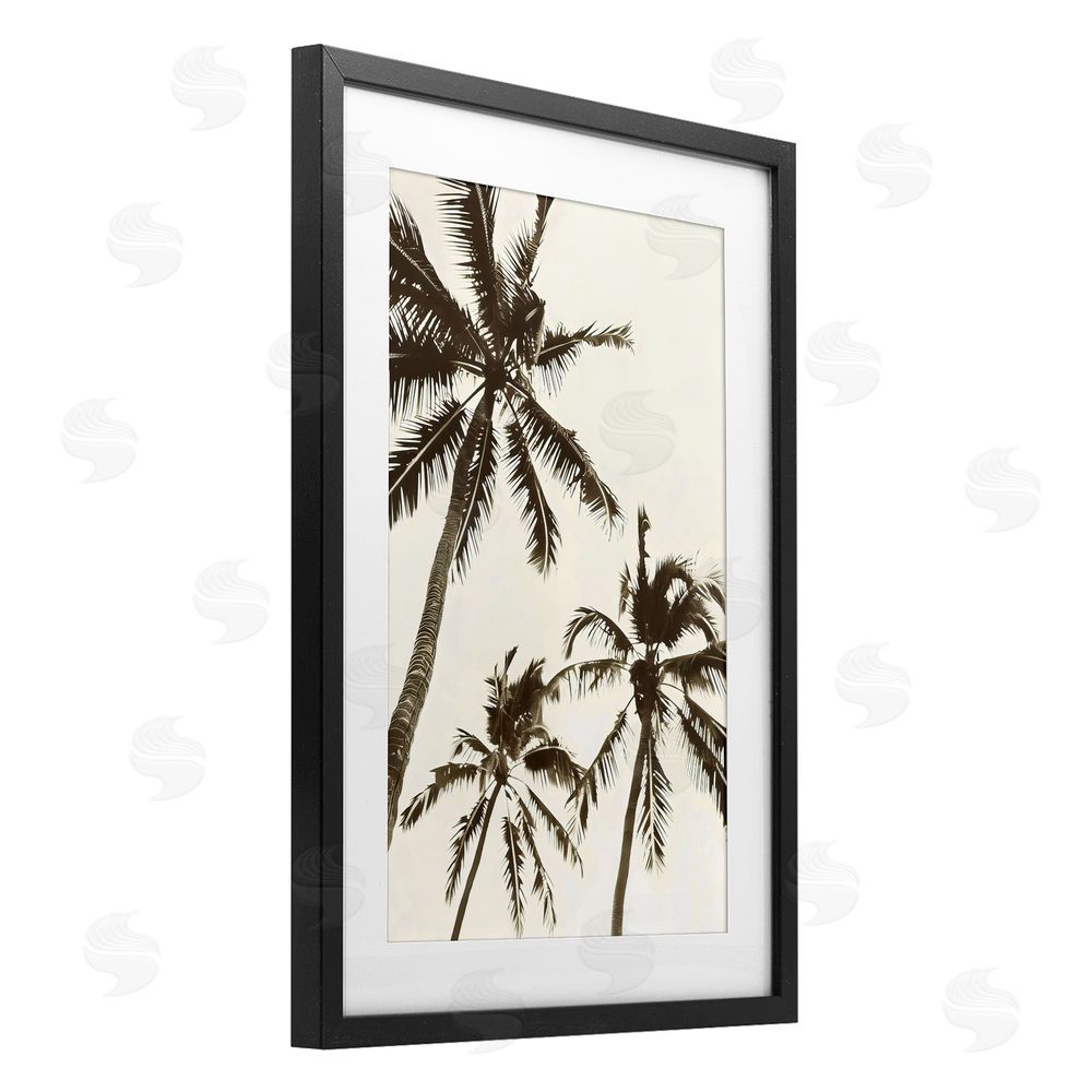 LSR Design Studio Classic Palm Trees Silhouette Black Framed Print Under Glass Art