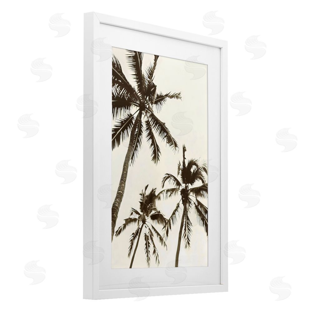 LSR Design Studio Classic Palm Trees Silhouette White Framed Print Under Glass Art