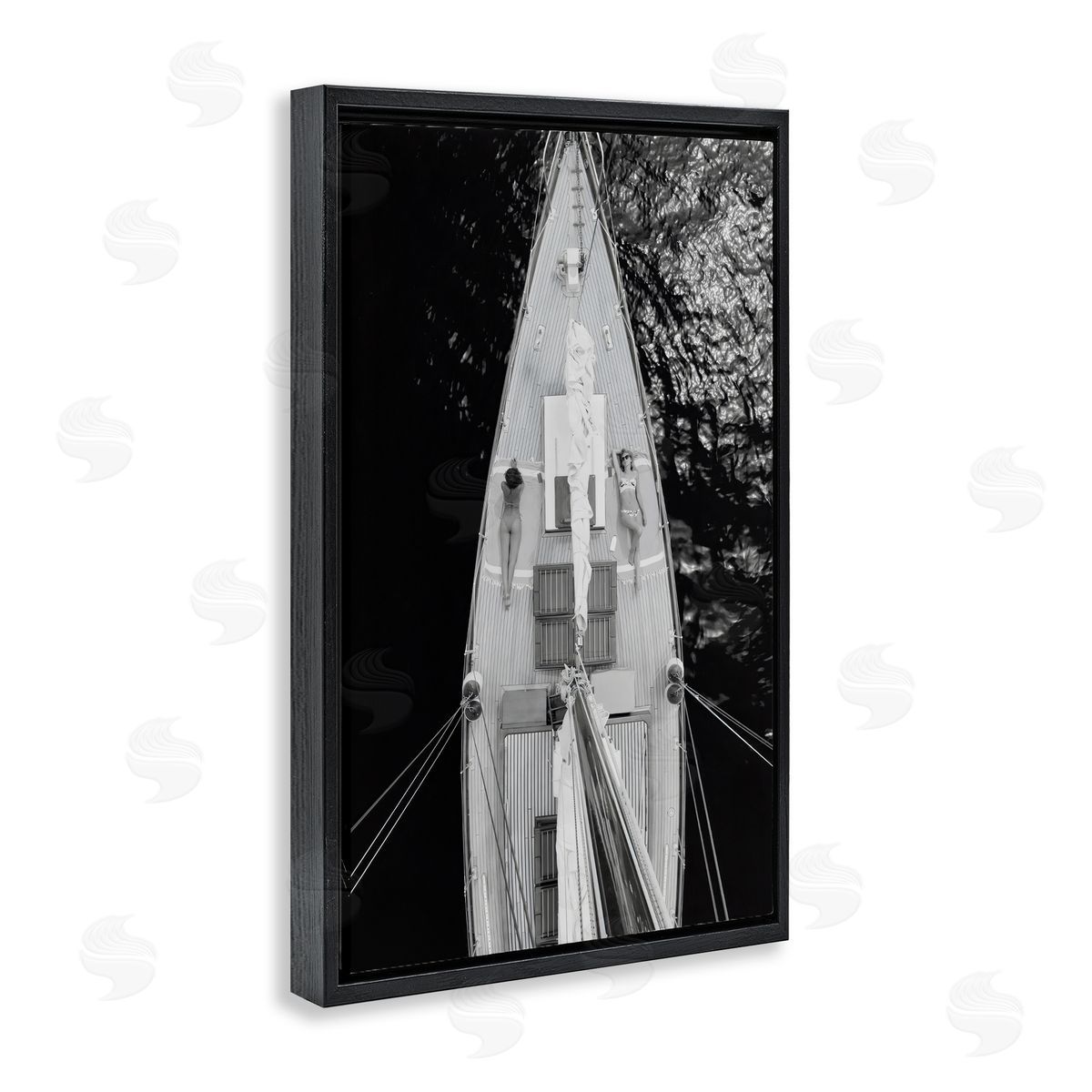 LSR Design Studio Sailboat Dream Aerial View Black Floating Frame Canvas Wall Art Print