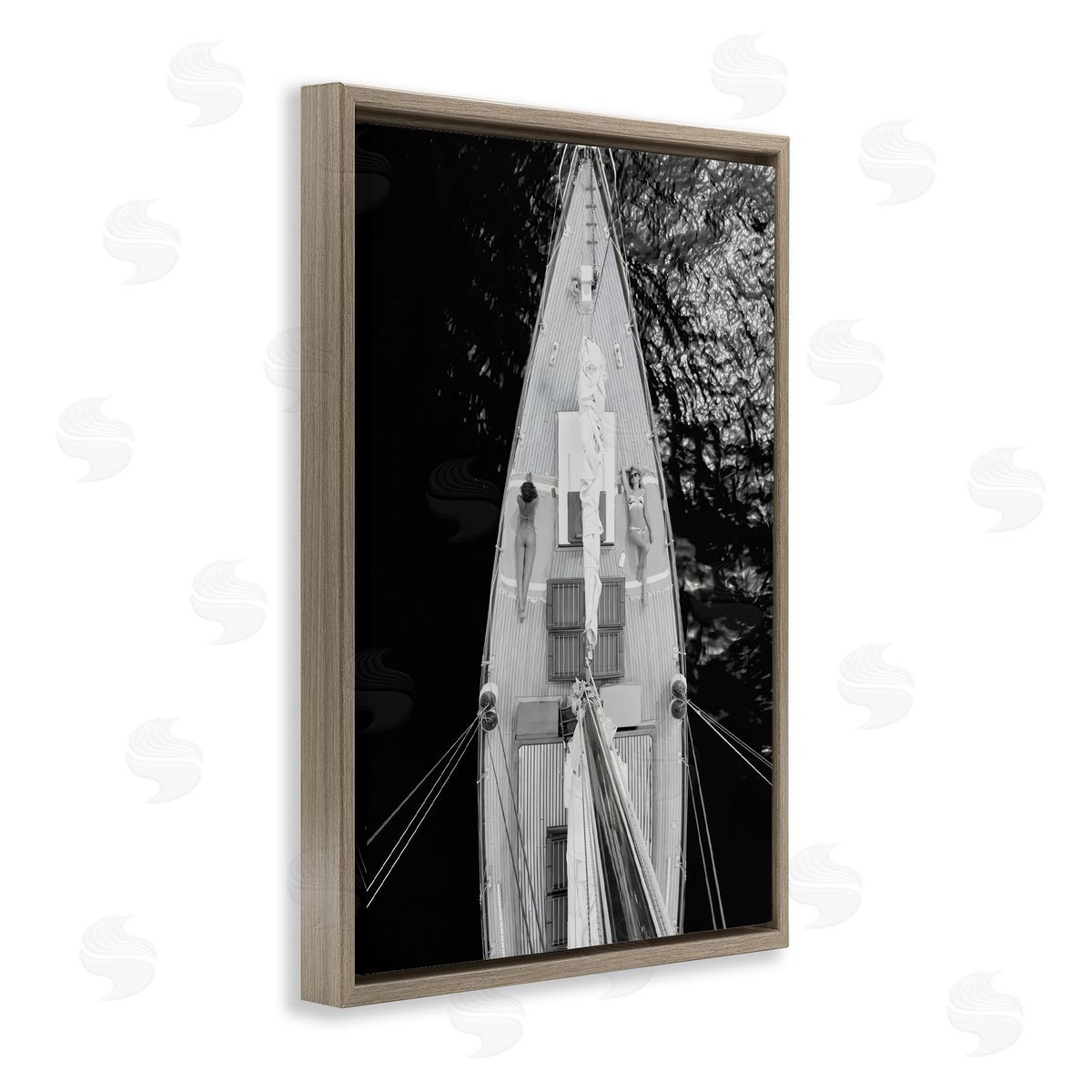 LSR Design Studio Sailboat Dream Aerial View Brown Floating Frame Canvas Art Print
