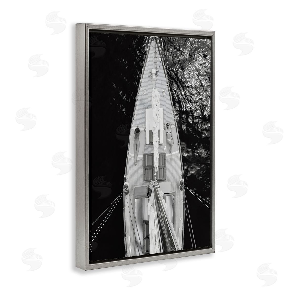 LSR Design Studio Sailboat Dream Aerial View Gray Floating Frame Canvas Art Print