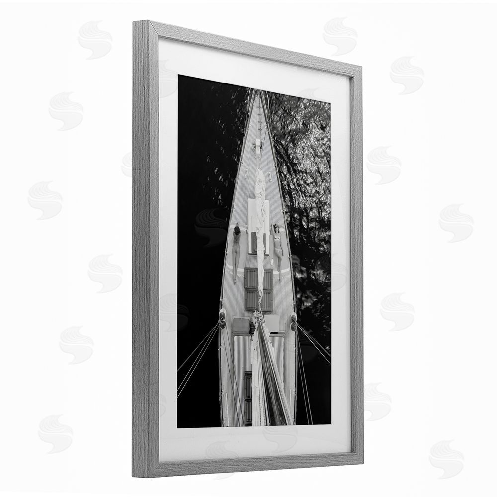 LSR Design Studio Sailboat Dream Aerial View Gray Framed Print Under Glass Art